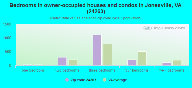 Bedrooms in owner-occupied houses and condos in Jonesville, VA (24263) 