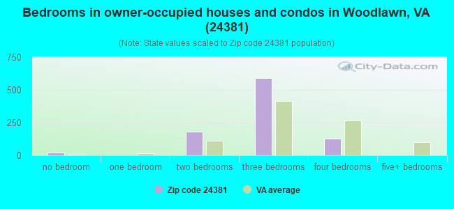 Bedrooms in owner-occupied houses and condos in Woodlawn, VA (24381) 
