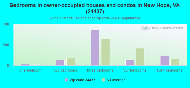 Bedrooms in owner-occupied houses and condos in New Hope, VA (24437) 