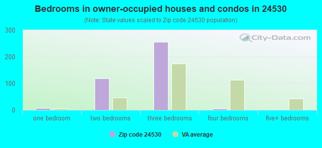 Bedrooms in owner-occupied houses and condos in 24530 