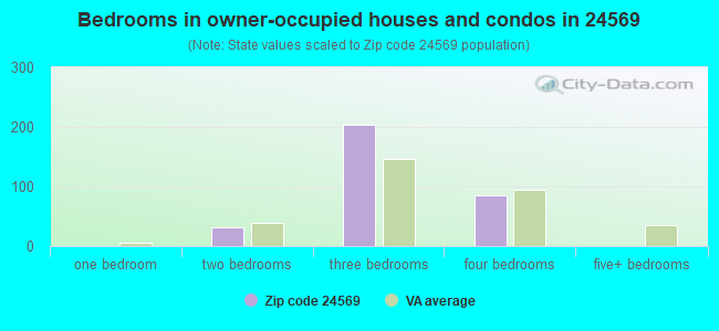 Bedrooms in owner-occupied houses and condos in 24569 