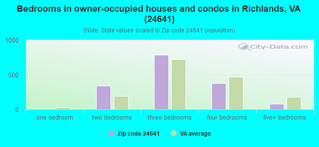 Bedrooms in owner-occupied houses and condos in Richlands, VA (24641) 