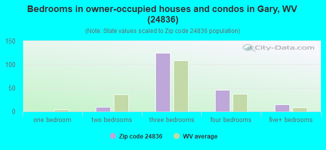 Bedrooms in owner-occupied houses and condos in Gary, WV (24836) 