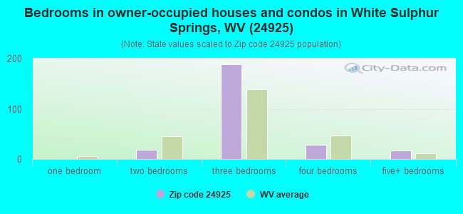 Bedrooms in owner-occupied houses and condos in White Sulphur Springs, WV (24925) 