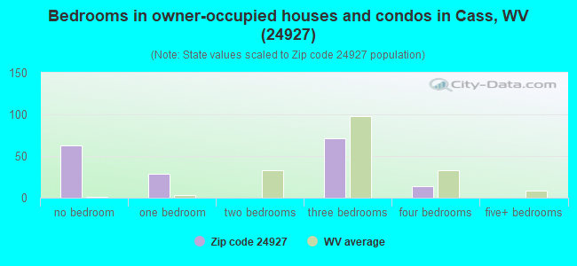 Bedrooms in owner-occupied houses and condos in Cass, WV (24927) 