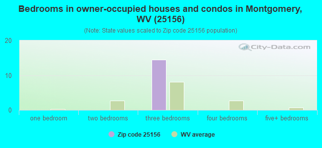 Bedrooms in owner-occupied houses and condos in Montgomery, WV (25156) 