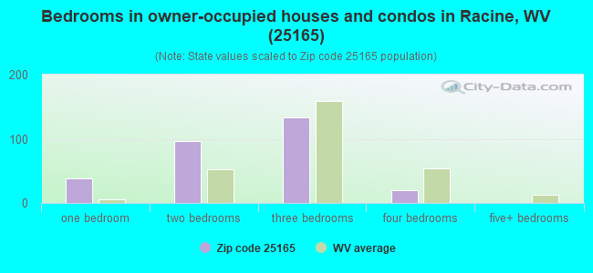 Bedrooms in owner-occupied houses and condos in Racine, WV (25165) 