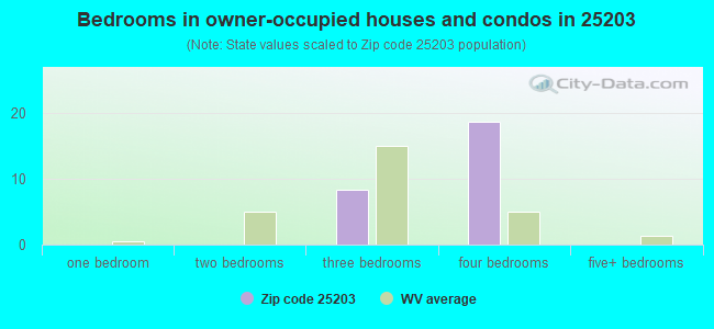 Bedrooms in owner-occupied houses and condos in 25203 