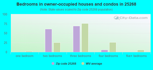 Bedrooms in owner-occupied houses and condos in 25268 