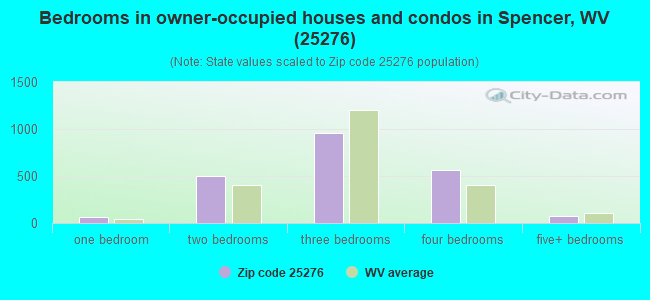 Bedrooms in owner-occupied houses and condos in Spencer, WV (25276) 