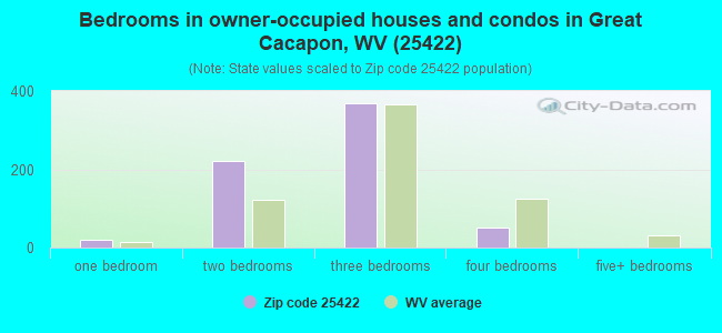 Bedrooms in owner-occupied houses and condos in Great Cacapon, WV (25422) 