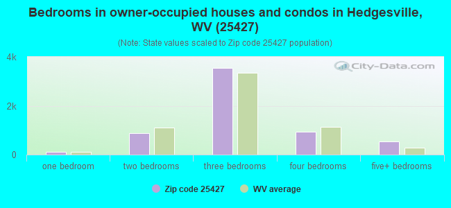 Bedrooms in owner-occupied houses and condos in Hedgesville, WV (25427) 