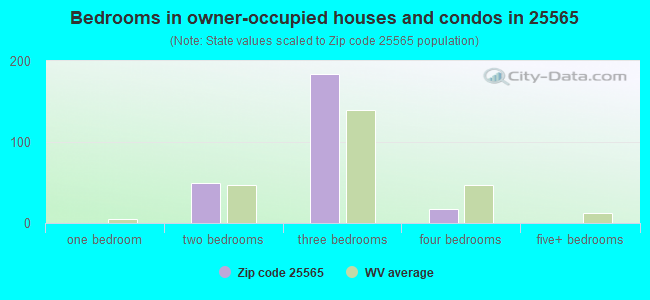 Bedrooms in owner-occupied houses and condos in 25565 