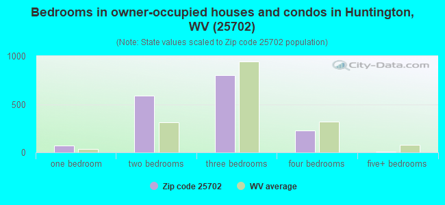 Bedrooms in owner-occupied houses and condos in Huntington, WV (25702) 