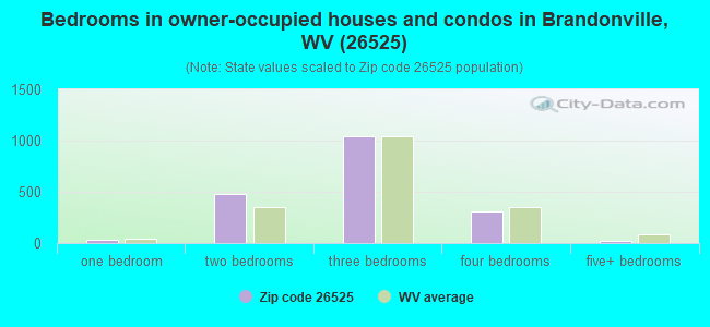 Bedrooms in owner-occupied houses and condos in Brandonville, WV (26525) 