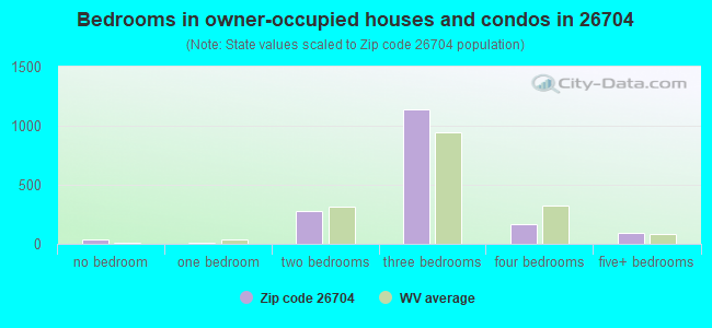 Bedrooms in owner-occupied houses and condos in 26704 