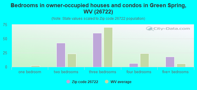 Bedrooms in owner-occupied houses and condos in Green Spring, WV (26722) 