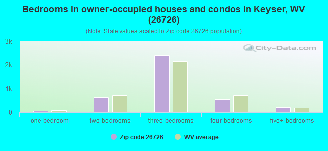 Bedrooms in owner-occupied houses and condos in Keyser, WV (26726) 