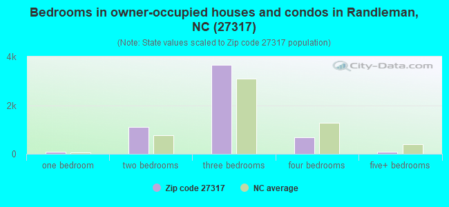 Bedrooms in owner-occupied houses and condos in Randleman, NC (27317) 