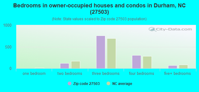 Bedrooms in owner-occupied houses and condos in Durham, NC (27503) 
