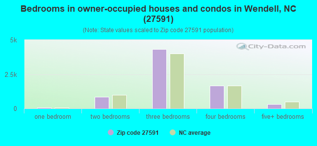 Bedrooms in owner-occupied houses and condos in Wendell, NC (27591) 