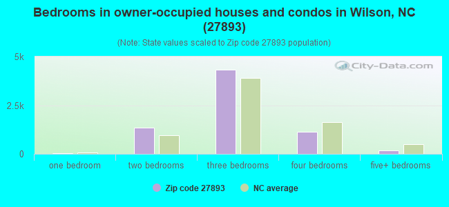 Bedrooms in owner-occupied houses and condos in Wilson, NC (27893) 