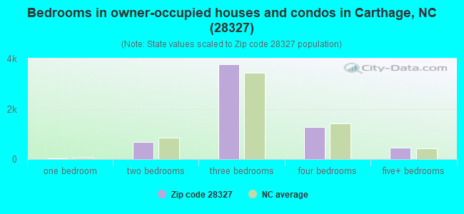 Bedrooms in owner-occupied houses and condos in Carthage, NC (28327) 