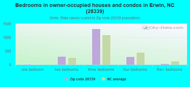 Bedrooms in owner-occupied houses and condos in Erwin, NC (28339) 