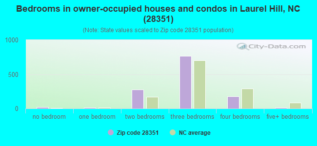 Bedrooms in owner-occupied houses and condos in Laurel Hill, NC (28351) 