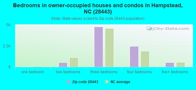Bedrooms in owner-occupied houses and condos in Hampstead, NC (28443) 