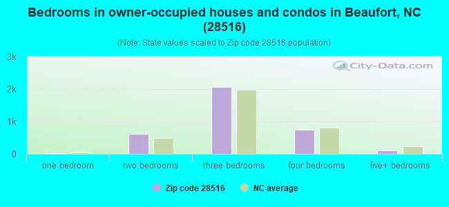 Bedrooms in owner-occupied houses and condos in Beaufort, NC (28516) 