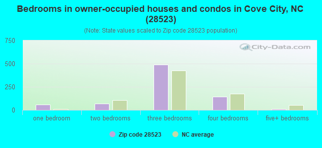 Bedrooms in owner-occupied houses and condos in Cove City, NC (28523) 