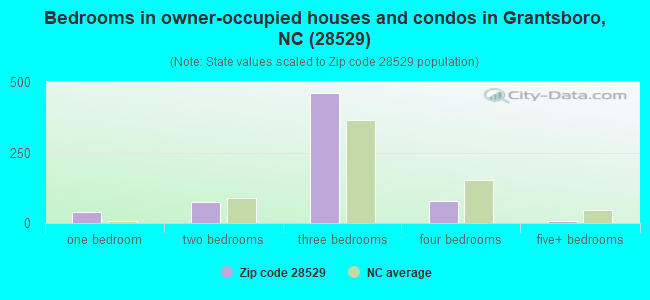 Bedrooms in owner-occupied houses and condos in Grantsboro, NC (28529) 