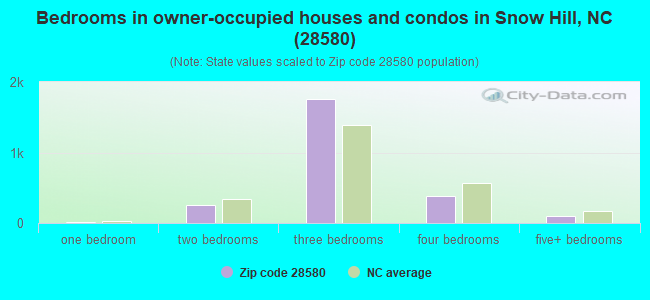 Bedrooms in owner-occupied houses and condos in Snow Hill, NC (28580) 