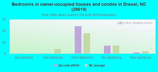 Bedrooms in owner-occupied houses and condos in Drexel, NC (28619) 