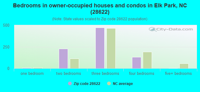 Bedrooms in owner-occupied houses and condos in Elk Park, NC (28622) 