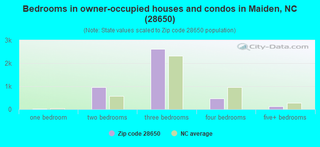 Bedrooms in owner-occupied houses and condos in Maiden, NC (28650) 