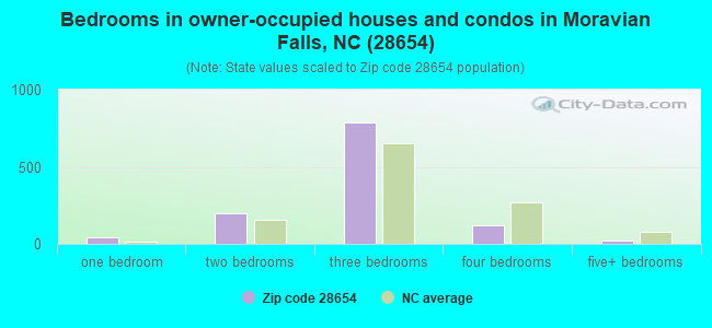 Bedrooms in owner-occupied houses and condos in Moravian Falls, NC (28654) 