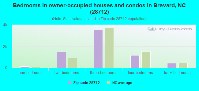 Bedrooms in owner-occupied houses and condos in Brevard, NC (28712) 