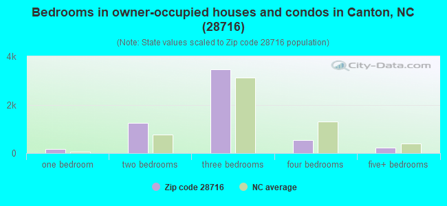 Bedrooms in owner-occupied houses and condos in Canton, NC (28716) 