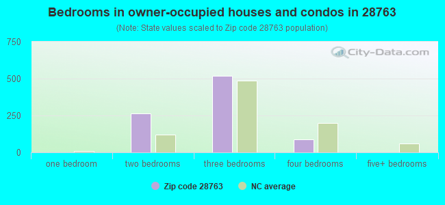 Bedrooms in owner-occupied houses and condos in 28763 