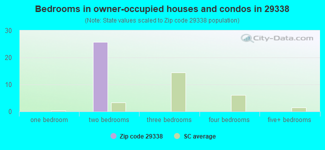 Bedrooms in owner-occupied houses and condos in 29338 