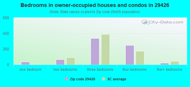 Bedrooms in owner-occupied houses and condos in 29426 