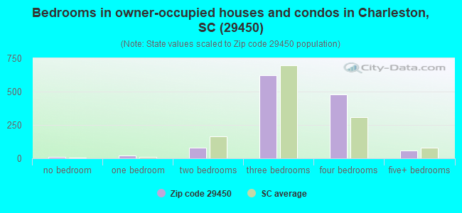 Bedrooms in owner-occupied houses and condos in Charleston, SC (29450) 