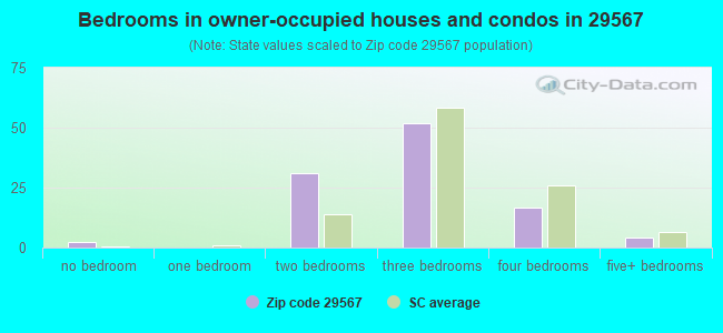 Bedrooms in owner-occupied houses and condos in 29567 