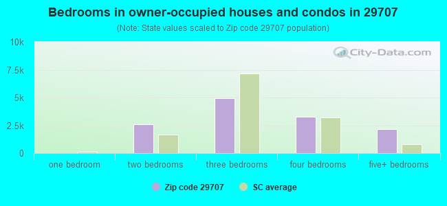 Bedrooms in owner-occupied houses and condos in 29707 