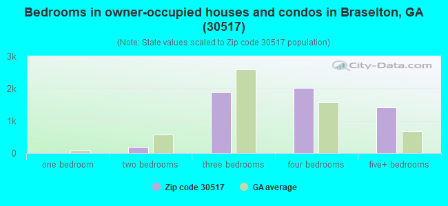 Bedrooms in owner-occupied houses and condos in Braselton, GA (30517) 