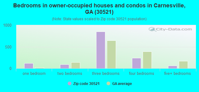 Bedrooms in owner-occupied houses and condos in Carnesville, GA (30521) 