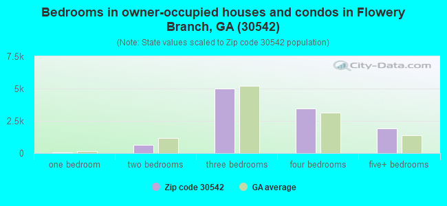 Bedrooms in owner-occupied houses and condos in Flowery Branch, GA (30542) 