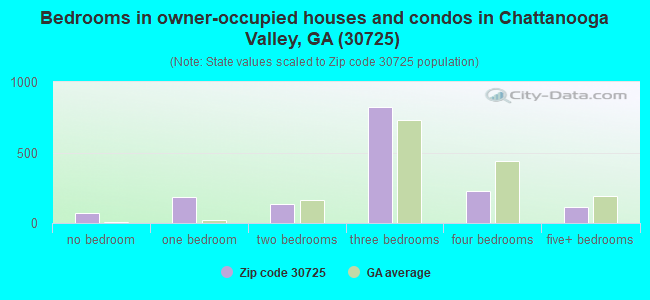 Bedrooms in owner-occupied houses and condos in Chattanooga Valley, GA (30725) 